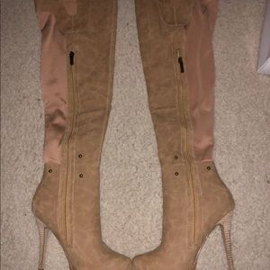 Tan over the knee boots